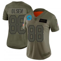 Carolina Panthers #88 Greg Olsen Camo Women's Stitched NFL Limited 2019 Salute to Service Jersey