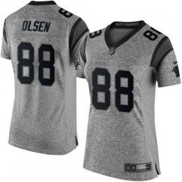 Carolina Panthers #88 Greg Olsen Gray Women's Stitched NFL Limited Gridiron Gray Jersey