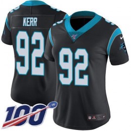 Carolina Panthers #92 Zach Kerr Black Team Color Women's Stitched NFL 100th Season Vapor Untouchable Limited Jersey