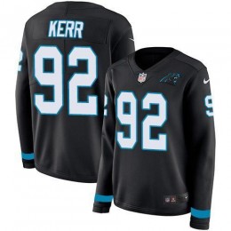 Carolina Panthers #92 Zach Kerr Black Team Color Women's Stitched NFL Limited Therma Long Sleeve Jersey