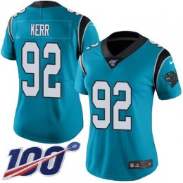 Carolina Panthers #92 Zach Kerr Blue Women's Stitched NFL Limited Rush 100th Season Jersey