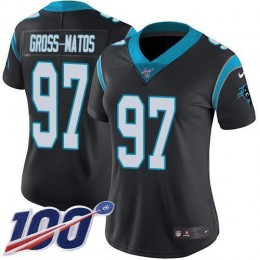 Carolina Panthers #97 Yetur Gross-Matos Black Team Color Women's Stitched NFL 100th Season Vapor Untouchable Limited Jersey