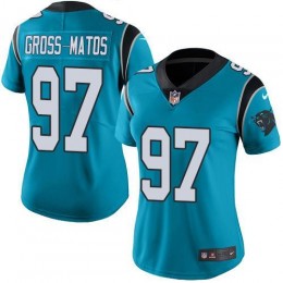 Carolina Panthers #97 Yetur Gross-Matos Blue Women's Stitched NFL Limited Rush Jersey