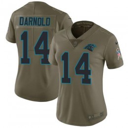 Panthers #14 Sam Darnold Olive Women's Stitched NFL Limited 2017 Salute To Service Jersey