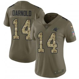 Panthers #14 Sam Darnold Olive/Camo Women's Stitched NFL Limited 2017 Salute To Service Jersey
