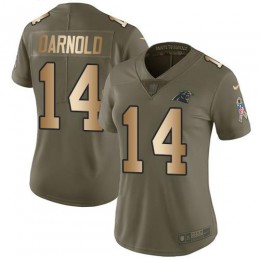Panthers #14 Sam Darnold Olive/Gold Women's Stitched NFL Limited 2017 Salute To Service Jersey