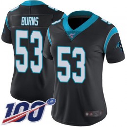 Panthers #53 Brian Burns Black Team Color Women's Stitched NFL 100th Season Vapor Limited Jersey