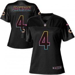 Bears #4 Eddie Jackson Black Women's NFL Fashion Game Jersey