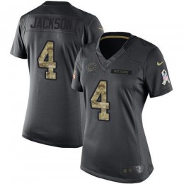 Bears #4 Eddie Jackson Black Women's Stitched NFL Limited 2016 Salute To Service Jersey