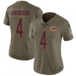 Bears #4 Eddie Jackson Olive Women's Stitched NFL Limited 2017 Salute To Service Jersey
