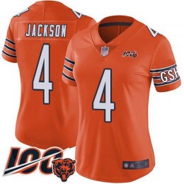 Bears #4 Eddie Jackson Orange Women's Stitched NFL Limited Rush 100th Season Jersey