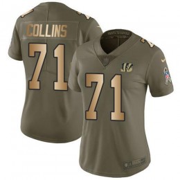 Bengals #71 La'el Collins Olive/Gold Women's Stitched NFL Limited 2017 Salute To Service Jersey