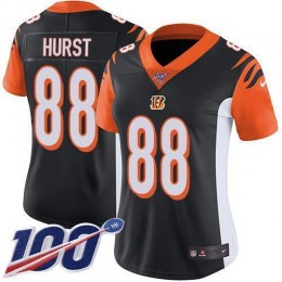Bengals #88 Hayden Hurst Black Team Color Women's Stitched NFL 100th Season Vapor Untouchable Limited Jersey