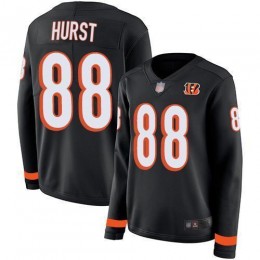 Bengals #88 Hayden Hurst Black Team Color Women's Stitched NFL Limited Therma Long Sleeve Jersey