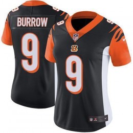 Bengals #9 Joe Burrow Black Team Color Women's Stitched NFL Vapor Untouchable Limited Jersey