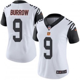 Bengals #9 Joe Burrow White Women's Stitched NFL Limited Rush Jersey