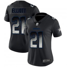 Cowboys #21 Ezekiel Elliott Black Women's Stitched NFL Vapor Untouchable Limited Smoke Fashion Jersey