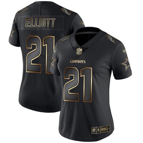 Cowboys #21 Ezekiel Elliott Black/Gold Women's Stitched NFL Vapor Untouchable Limited Jersey Cowboys #21 Ezekiel Elliott Black/Gold Women's Stitched NFL Vapor Untouchable Limited Jersey
