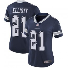 Cowboys #21 Ezekiel Elliott Navy Blue Team Color Women's Stitched NFL Vapor Untouchable Limited Jersey