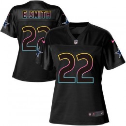 Cowboys #22 Emmitt Smith Black Women's NFL Fashion Game Jersey