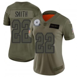 Cowboys #22 Emmitt Smith Camo Women's Stitched NFL Limited 2019 Salute To Service Jersey