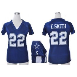 Cowboys #22 Emmitt Smith Navy Blue Team Color Draft Him Name & Number Top Women's Stitched NFL Elite Jersey