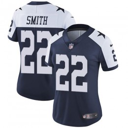 Cowboys #22 Emmitt Smith Navy Blue Thanksgiving Women's Stitched NFL Vapor Untouchable Limited Throwback Jersey