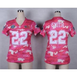 Cowboys #22 Emmitt Smith Pink Women's Stitched NFL Elite Camo Fashion Jersey