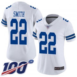 Cowboys #22 Emmitt Smith White Women's Stitched NFL 100th Season Vapor Limited Jersey