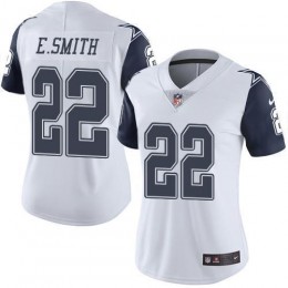 Cowboys #22 Emmitt Smith White Women's Stitched NFL Limited Rush Jersey