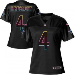 Cowboys #4 Dak Prescott Black Women's NFL Fashion Game Jersey