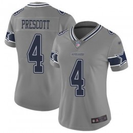 Cowboys #4 Dak Prescott Gray Women's Stitched NFL Limited Inverted Legend Jersey