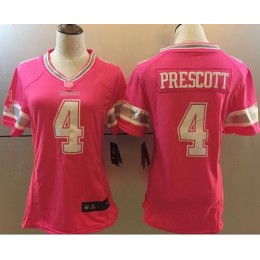 Cowboys #4 Dak Prescott Pink Women's Stitched NFL Elite Jersey