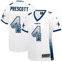 Cowboys #4 Dak Prescott White Women's Stitched NFL Elite Drift Fashion Jersey