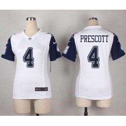 Cowboys #4 Dak Prescott White Women's Stitched NFL Elite Rush Jersey