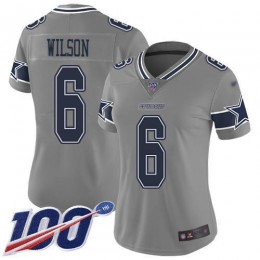 Cowboys #6 Donovan Wilson Gray Women's Stitched NFL Limited Inverted Legend 100th Season Jersey