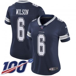 Cowboys #6 Donovan Wilson Navy Blue Team Color Women's Stitched NFL 100th Season Vapor Untouchable Limited Jersey
