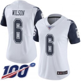 Cowboys #6 Donovan Wilson White Women's Stitched NFL Limited Rush 100th Season Jersey