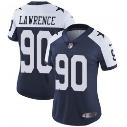 Cowboys #90 Demarcus Lawrence Navy Blue Thanksgiving Women's Stitched NFL Vapor Untouchable Limited Throwback Jersey