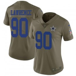Cowboys #90 Demarcus Lawrence Olive Women's Stitched NFL Limited 2017 Salute To Service Jersey