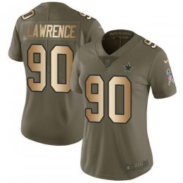 Cowboys #90 Demarcus Lawrence Olive/Gold Women's Stitched NFL Limited 2017 Salute To Service Jersey