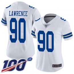 Cowboys #90 Demarcus Lawrence White Women's Stitched NFL 100th Season Vapor Limited Jersey