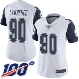 Cowboys #90 Demarcus Lawrence White Women's Stitched NFL Limited Rush 100th Season Jersey