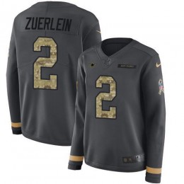 Dallas Cowboys #2 Greg Zuerlein Anthracite Salute to Service Women's Stitched NFL Limited Therma Long Sleeve Jersey