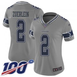 Dallas Cowboys #2 Greg Zuerlein Gray Women's Stitched NFL Limited Inverted Legend 100th Season Jersey