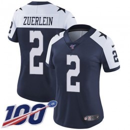 Dallas Cowboys #2 Greg Zuerlein Navy Blue Thanksgiving Women's Stitched NFL 100th Season Vapor Throwback Limited Jersey