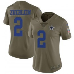 Dallas Cowboys #2 Greg Zuerlein Olive Women's Stitched NFL Limited 2017 Salute To Service Jersey