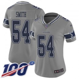 Dallas Cowboys #54 Jaylon Smith Gray Women's Stitched NFL Limited Inverted Legend 100th Season Jersey
