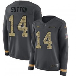 Denver Broncos #14 Courtland Sutton Anthracite Salute to Service Women's Stitched NFL Limited Therma Long Sleeve Jersey