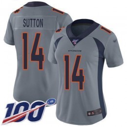 Denver Broncos #14 Courtland Sutton Gray Women's Stitched NFL Limited Inverted Legend 100th Season Jersey
